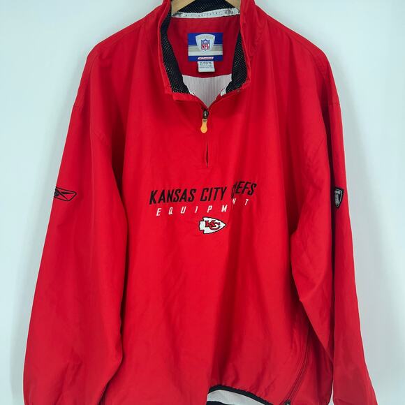 Reebok NFL Equipment VTG Kansas City Chiefs Emroidered Wind Shirt Red Size XL - Picture 1 of 10